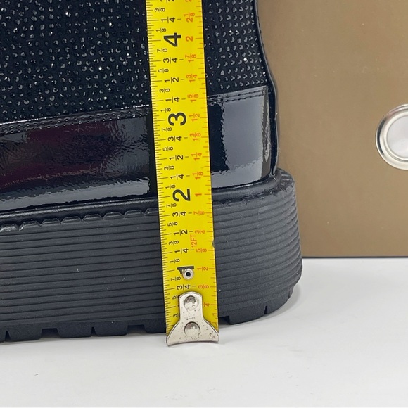 NWT Azura Livewire Patent Black Rhinestone Platform Bootie Combat Moto Size 9 - Picture 13 of 15